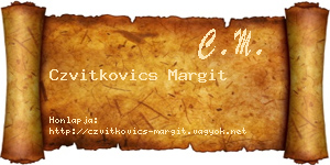 Czvitkovics Margit névjegykártya